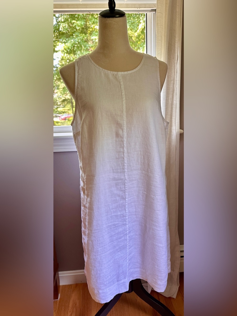 J. Crew White Sleeveless Linen Shift Dress